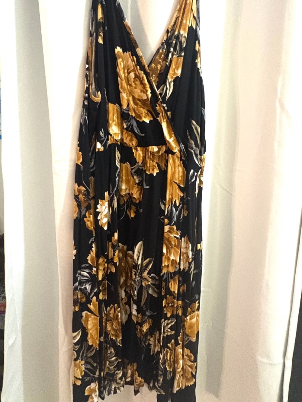 Share Women's Plus Size Black & Sunflower Yellow Midi/Maxi Sundress-SIZE 3X